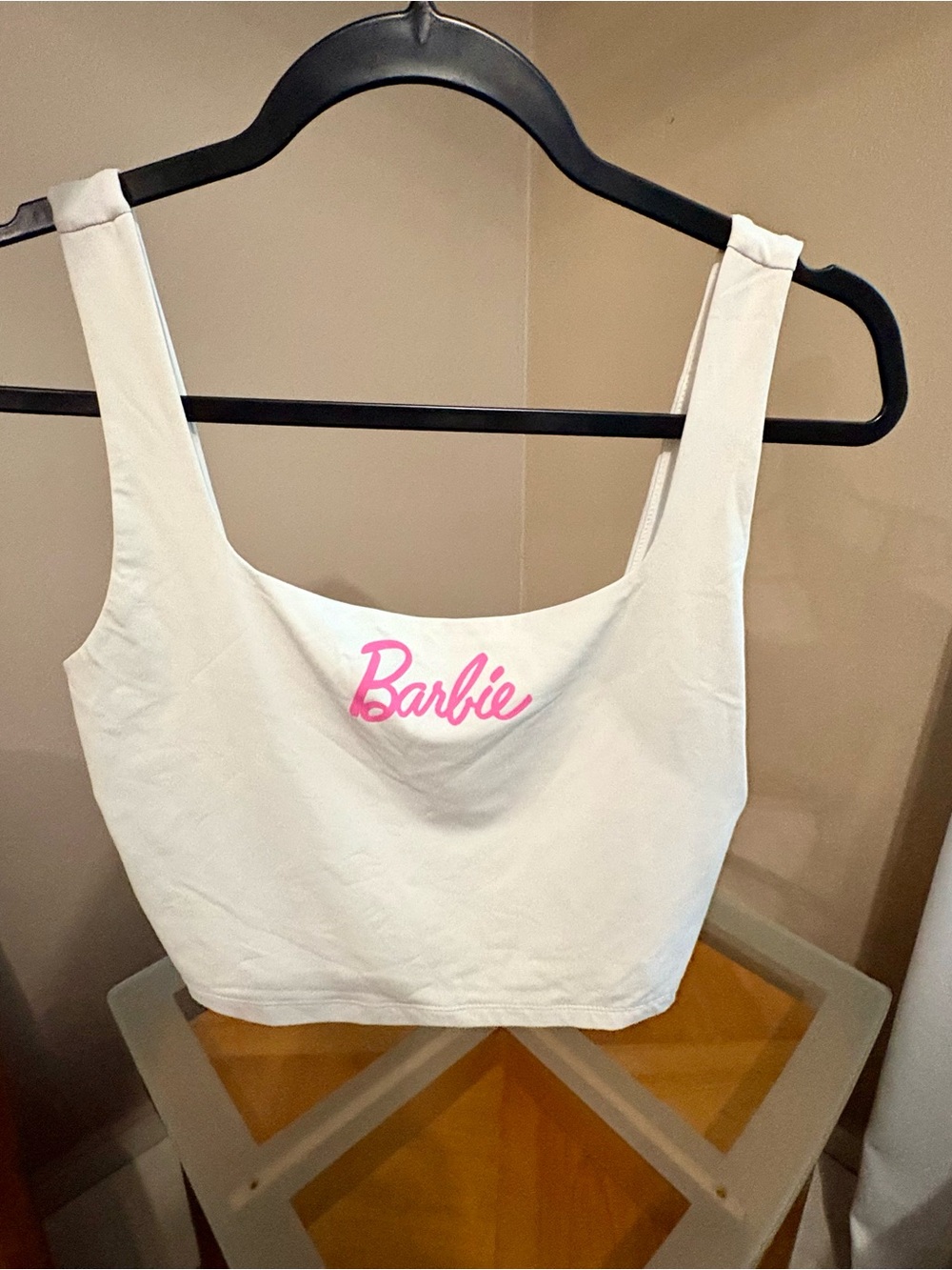 Barbie Embroidered Crop Top - White & Hot Pink Y2K Vibe